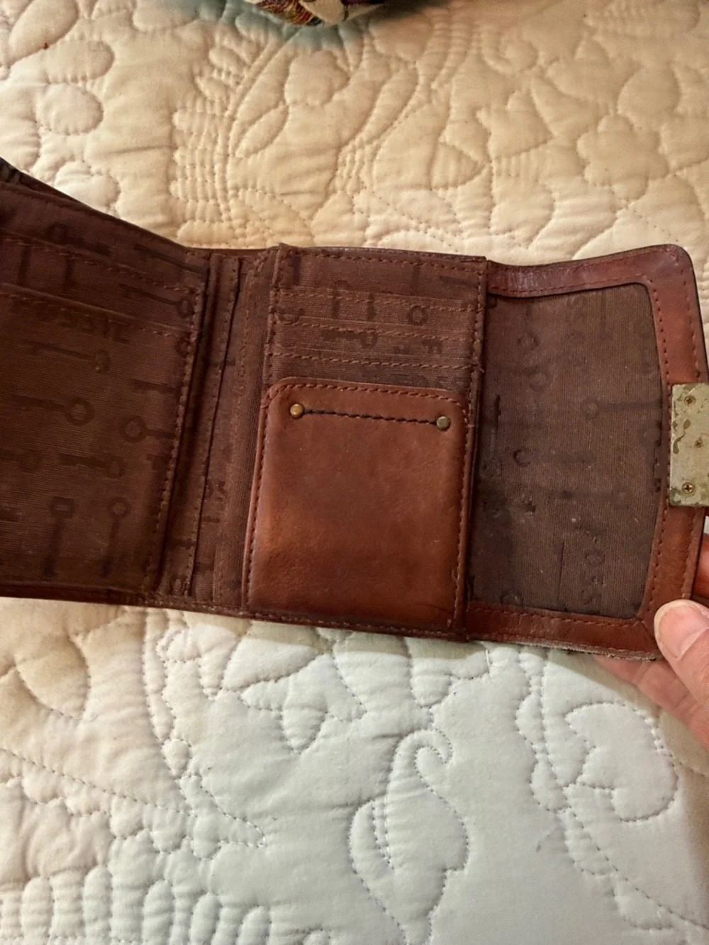 Fossil Leopard Print Calf Hair Trifold Wallet